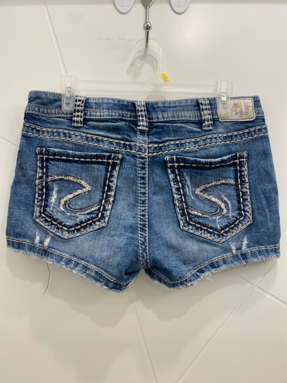 Silver Jeans Low Rise Mid Short Distressed Denim Shorts W30 Y2K Aiko Stretchy - Picture 4 of 12
